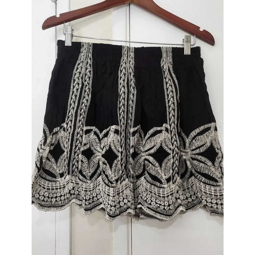 Black And White Embroidered Skirt